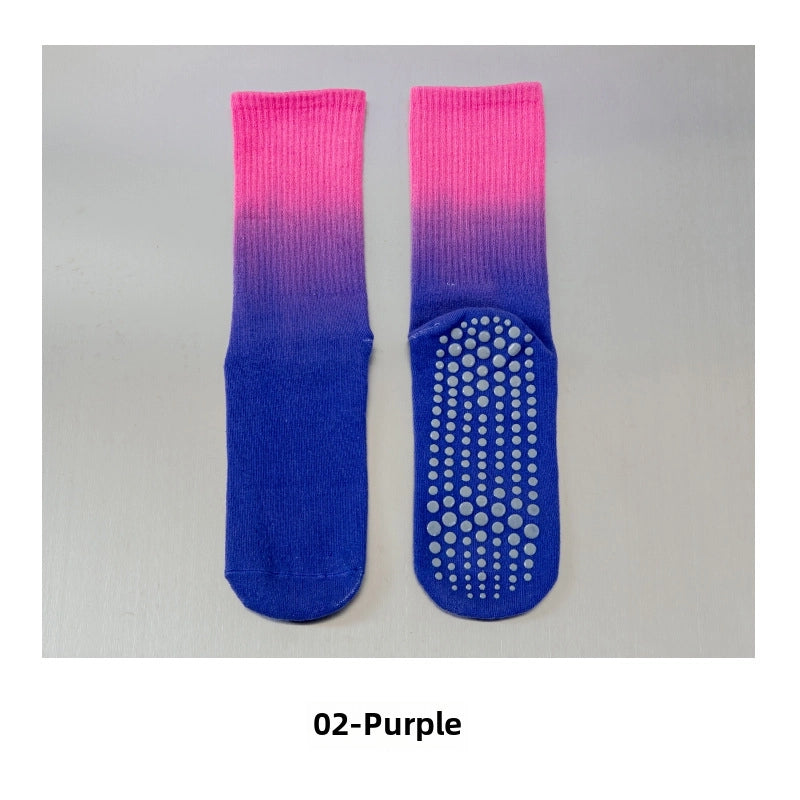 Simple Autumn And Winter Gradient Yoga Women’s Socks Non-slip Sports Socks Girls’ Pilates Mid-calf Socks Direct Sales