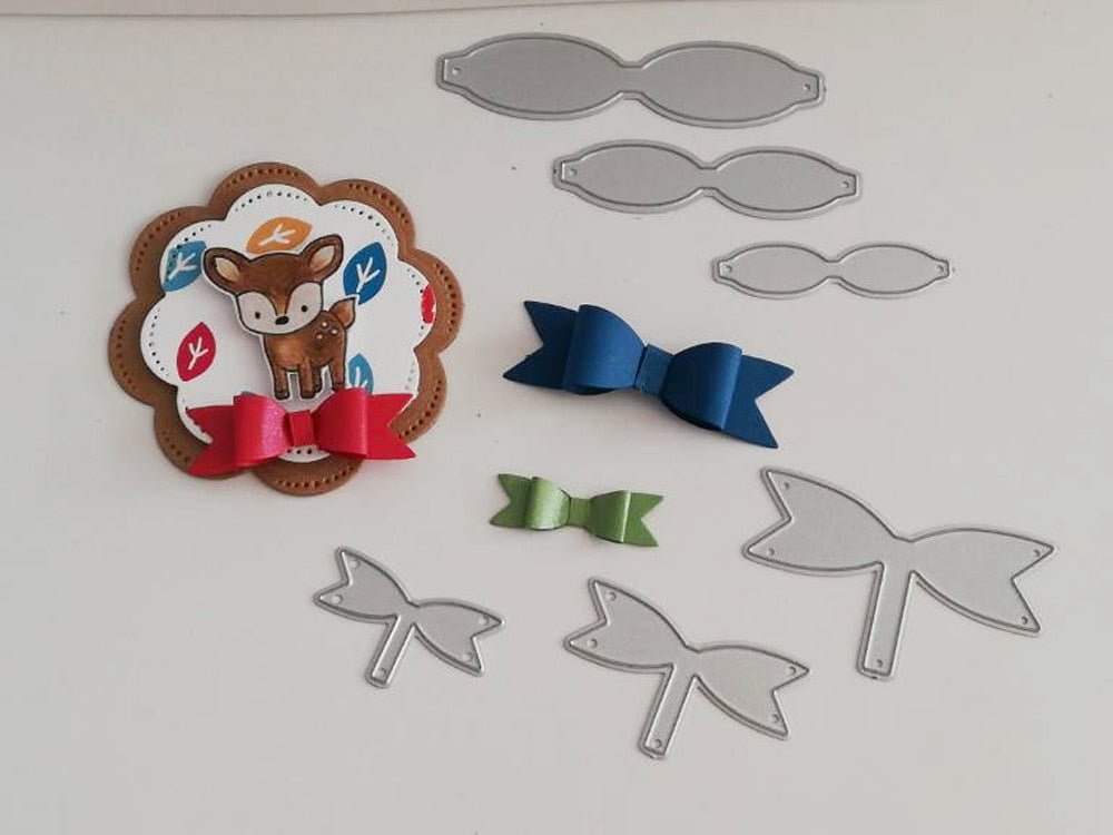 6Pcs/ Set Bowknot Bows Metal Cutting Dies Stencils Ribbon DIY Scrapbooking Die Cuts Greeting Card Decor Embossing Folder Cut