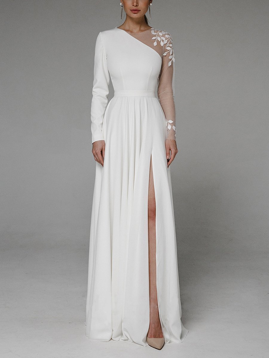 Elegant White Lace Evening Dress