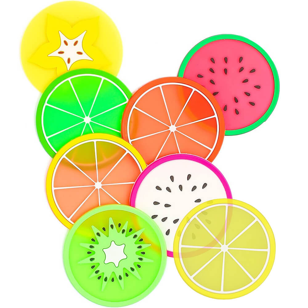 Colorful Fruit Silicone Coasters(8 PCS)