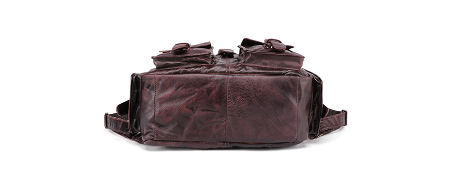 Color Coffee Side Display of Woosir Backpack Vintage Genuine Leather
