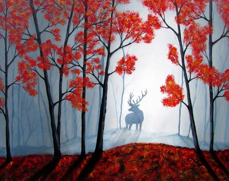 

Red Dark Forest – Paint By Numbers - 40*50CM, 501 Original