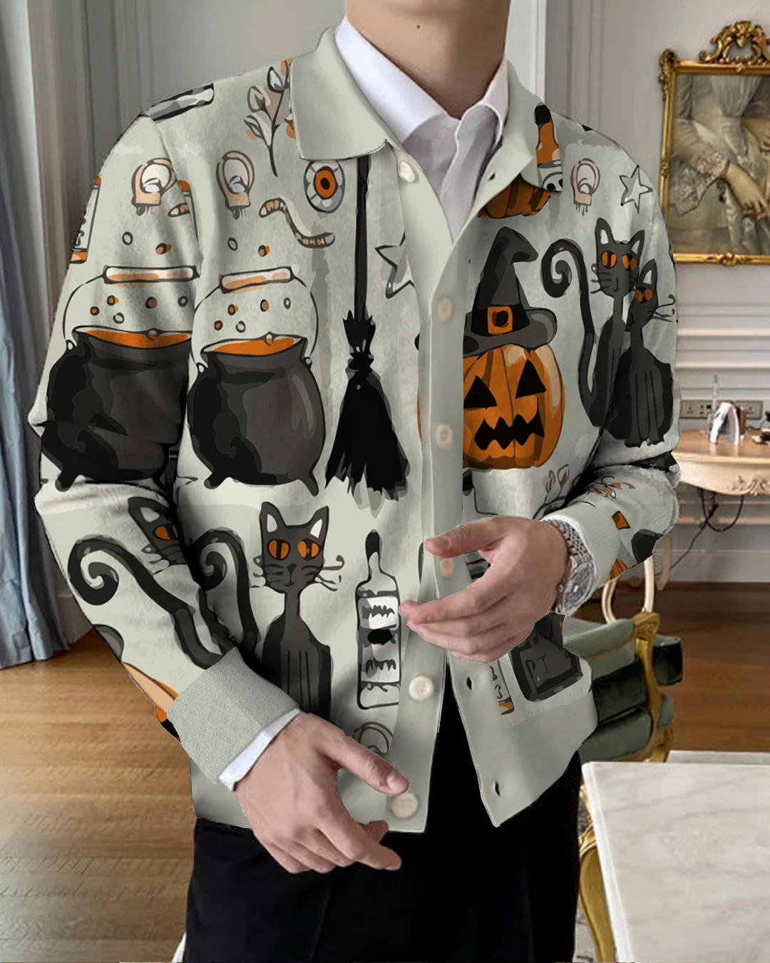 Men's Lapel Knitted Sweater Cardigan 4855