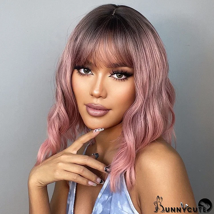 Pink Fashion Casual Patchwork Wigs