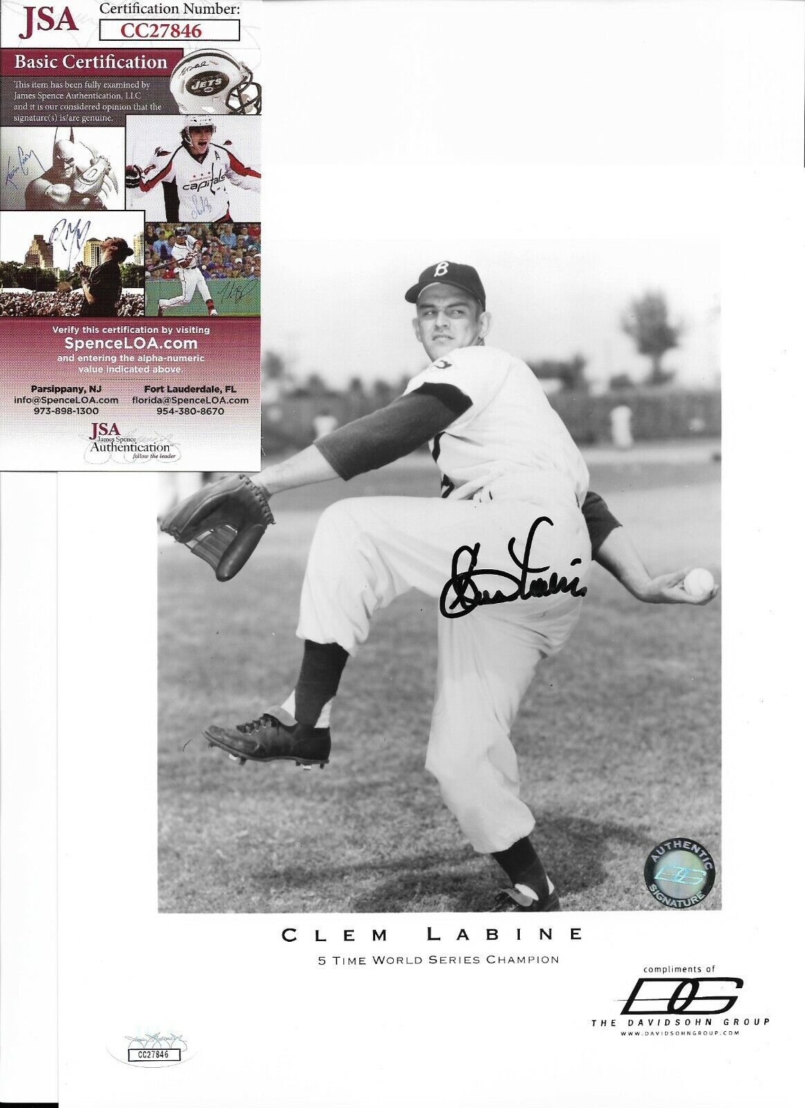 2x World Series Champion Pitcher Clem Labine Signed 8x10 Baseball Photo Poster painting JSA COA