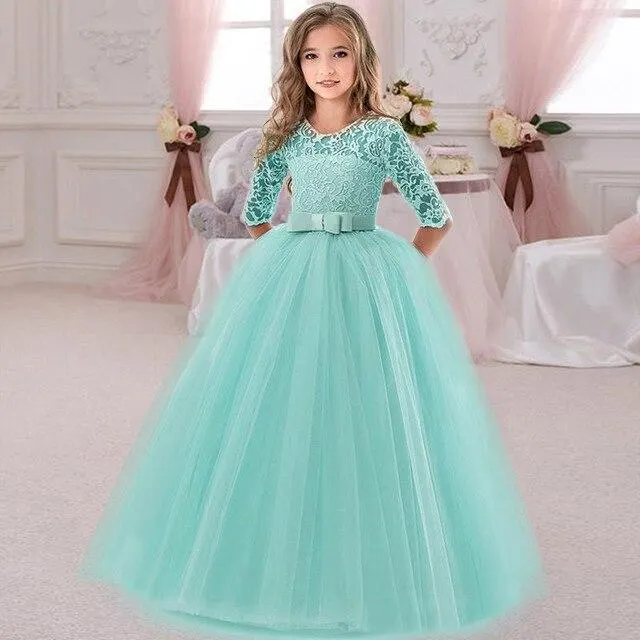 2021 Summer White Bridesmaid Girl Party Dress Wedding Dress Kids Dresses For Girls Children Clothing Princess Dress 10 12 Years
