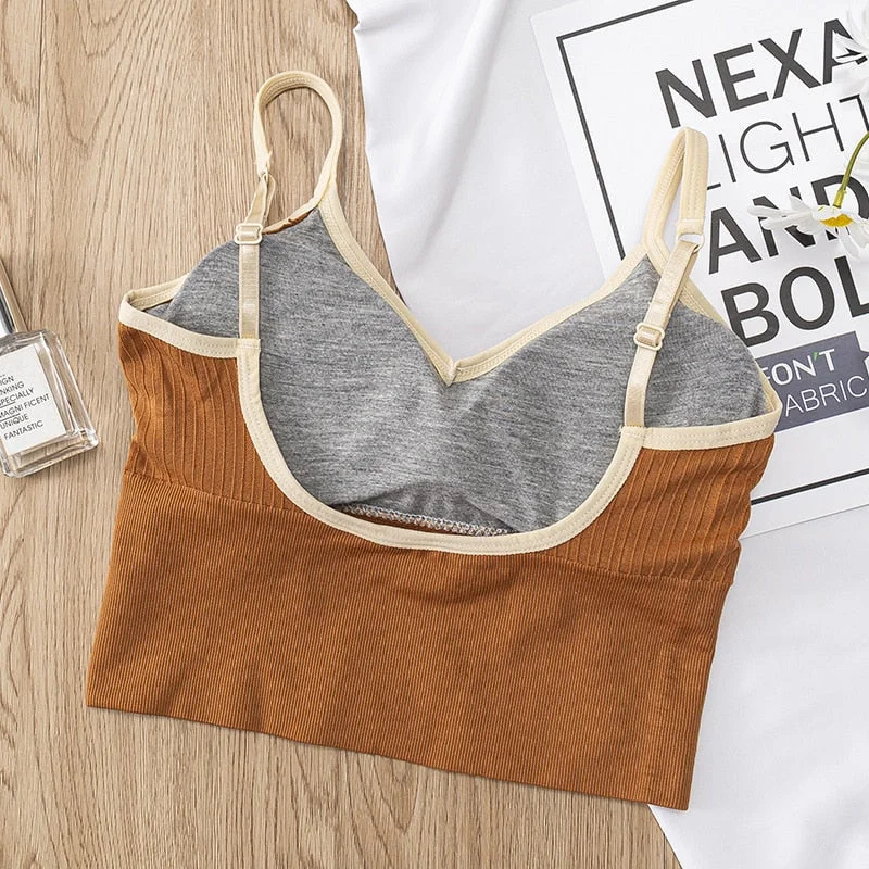 Women's Fashion Top Tube Top Bra Women's Cotton Underwear Seamless Breathable Bra Solid Color Ladies Soft Tank Up Sexy Lingerie