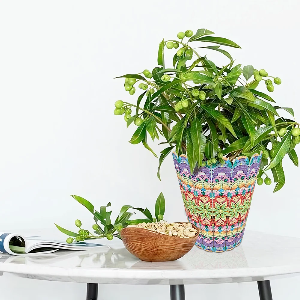 Desktop Diamond Art Flower Arrangement Vase for Home Office Decor (Flower)