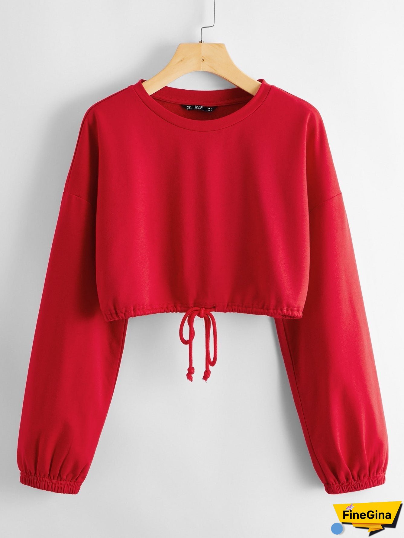 Drop Shoulder Drawstring Hem Pullover