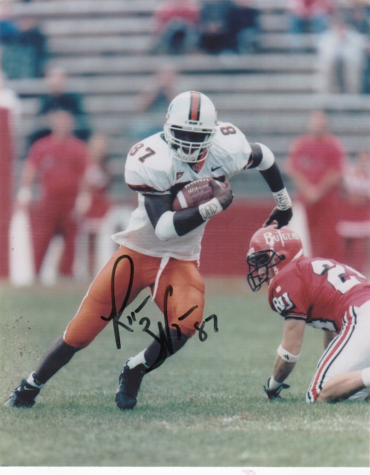 REGGIE WAYNE MIAMI HURRICANES ACTION SIGNED 8X10