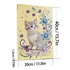 DIY Pearl Painting Flowers Cat for Home Wall Decor with Frame(40x30cm)