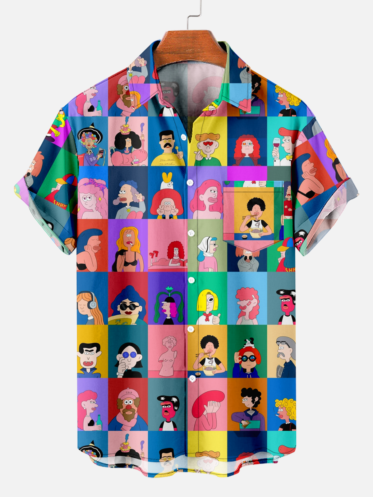 Men's Casual Cartoon Print Shirt PLUSCLOTHESMAN