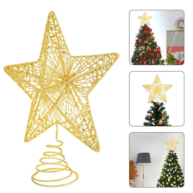 Gold Glitter Christmas Tree Top Iron Star