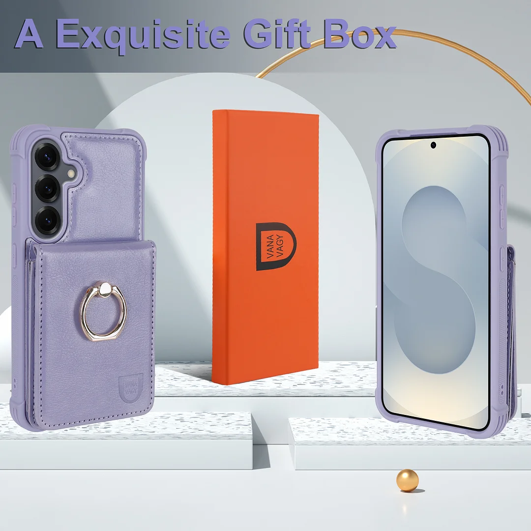 VANAVAGY Wallet Case Compatible for Galaxy S25 5G with Credit Card Holder and Coin Pocket