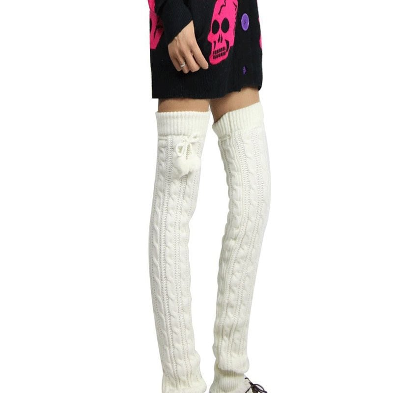 Leg Warmers Women Knitted Crochet Legging Warm Long Knee-stocks Womens Simple Solid Color All-match Female Trendy Casual 2020