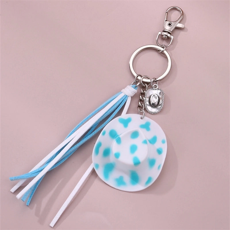 Casual Preppy Style Minimalist Hat Alloy Plastic Tassel Bag Pendant Keychain