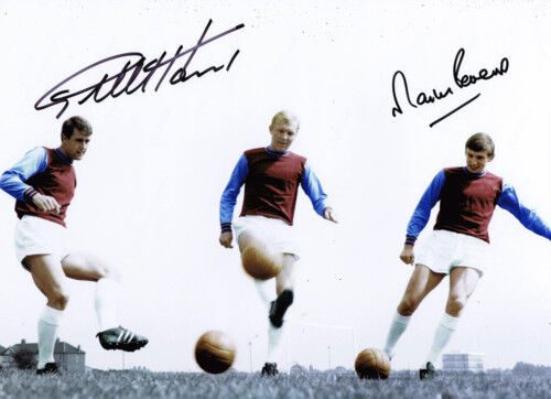 Geoff Hurst & Martin Peters West Ham SIGNED Photo Poster painting AFTAL