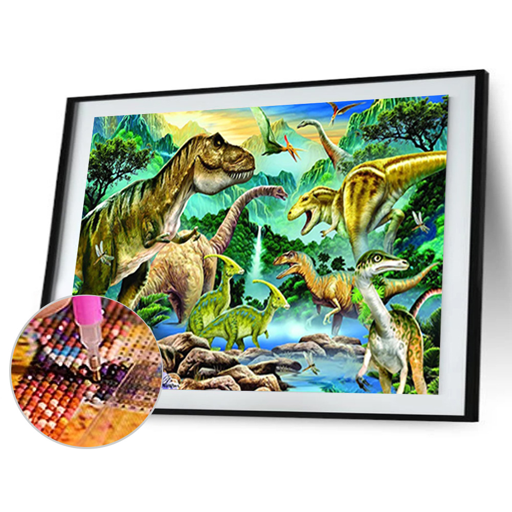 

(Multi-Size) Dinosaurs River - Round/Square Drill Diamond Painting - 40*30CM, Round diamond 40*50cm, 501 Original