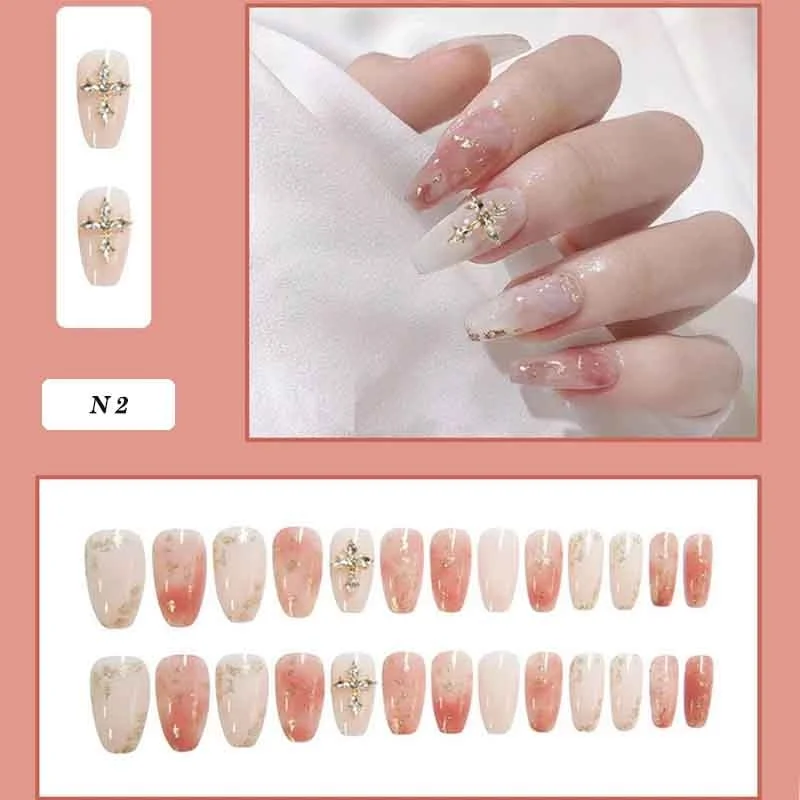 24pcs false nails matte Green Nails Patch with glue Removable Long Paragraph Fashion Manicure press on Nail tips free shipping-Nail Inspo