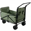 [US Local Warehouse] 2-in-1 Wagons Carts Foldable 440lbs Capacity Folding Chair Cart with All-Terrain Wheels Beach Wagon for  Sports Garden Camping (Green)
