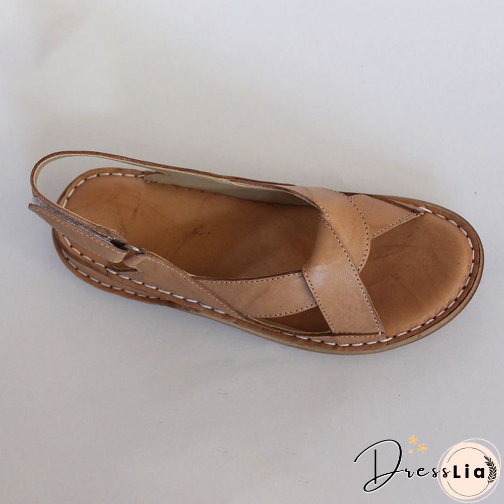 Women Leather Ethnic Summer Comfy Weave Soft Sole Sandals
