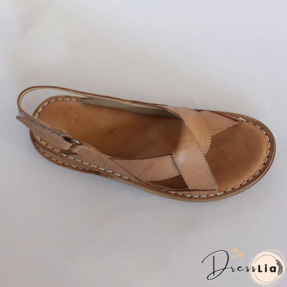 Women Leather Ethnic Summer Comfy Weave Soft Sole Sandals
