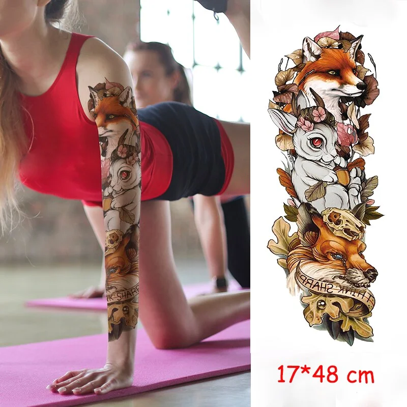 waterproof temporary tattoo sticker full arm lion king angel warrior lightning tree flower fake tatto flash tatoo to man woman