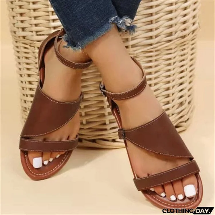 Casual Open Toe Buckle Cozy Flat Sandals for Women