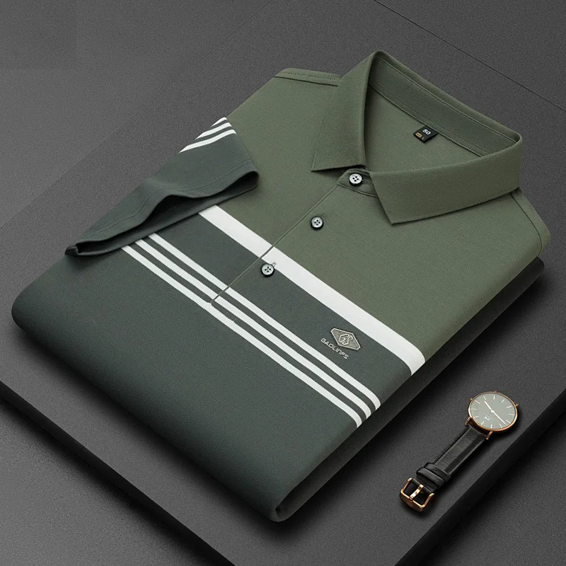 Stripe Men's Business Casual Cotton POLO Shirt
