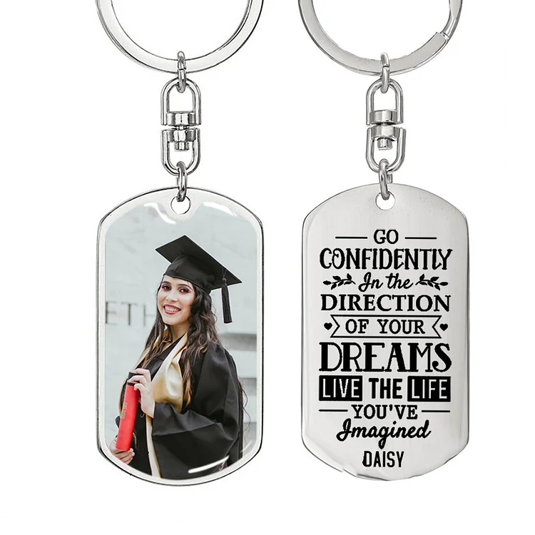 Personalized Photo Keychain 2024 Graduation Gifts -Go Confidently In The Direction Of Your Dream