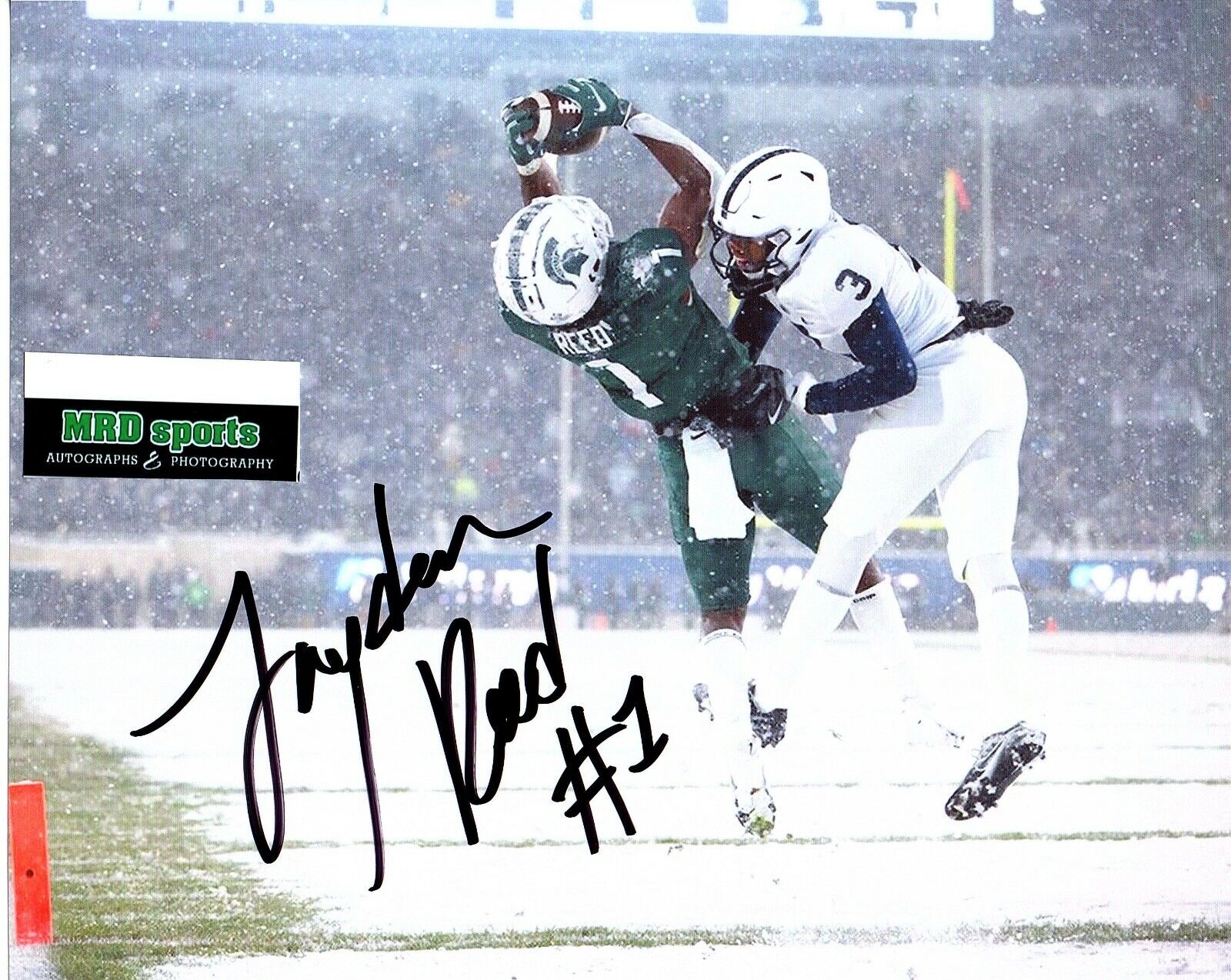 Jayden Reed Michigan State football signed autograph 8x10 Photo Poster painting SNOW TD Penn St!