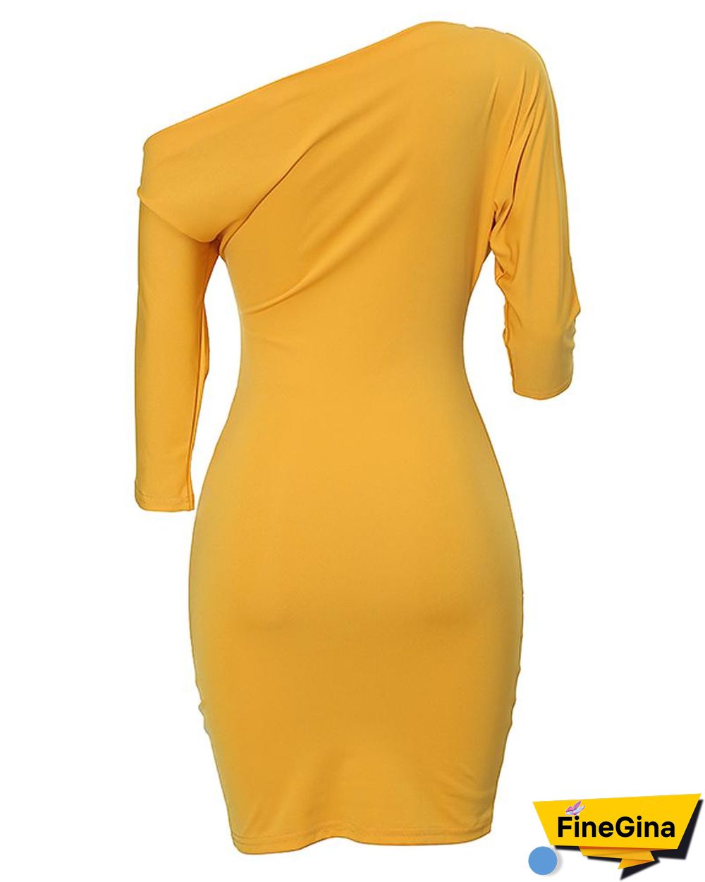 Solid Skew Neck Bodycon Dress P15278