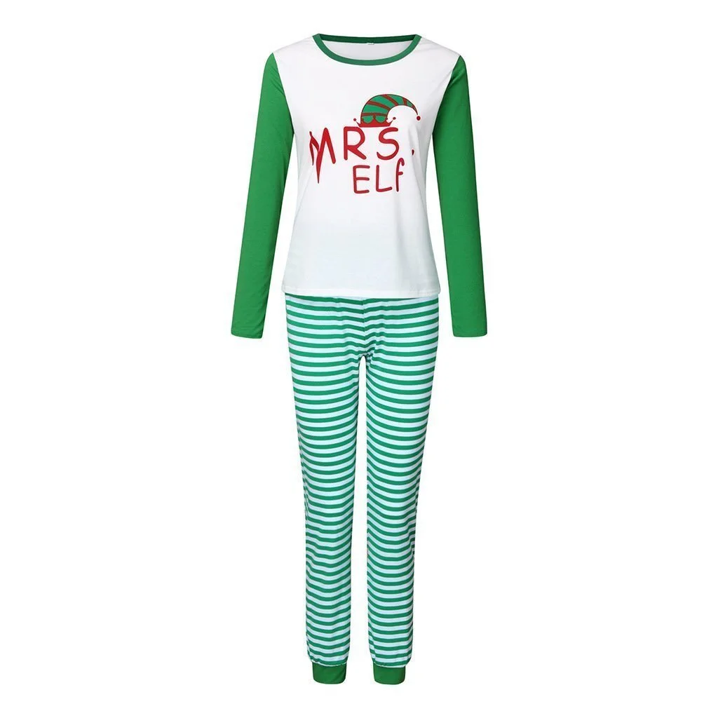 Christmas Elf Squad Stripe Family Matching Pajamas Set