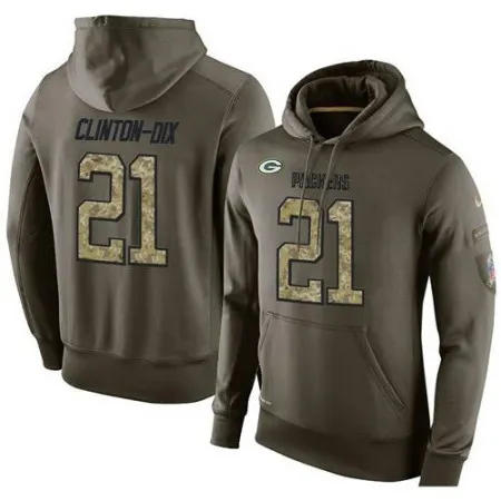 NFL Men's  Green Bay Packers #21 Ha Ha Clinton-Dix Stitched Green Olive Salute To Service KO Performance Hoodie