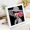 Lady Special Shape Partial Drill Dimond Art Paintings with Plastic Frame 17x17cm
