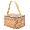 Portable Wicker Rattan Outdoor Camping Picnic Bag Food Container Basket