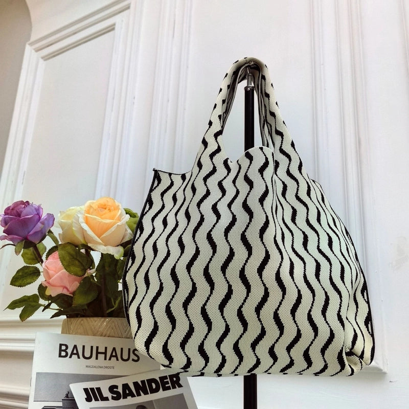 Women’s Large Polyester Letter Color Block Streetwear Square Open Shoulder Bag