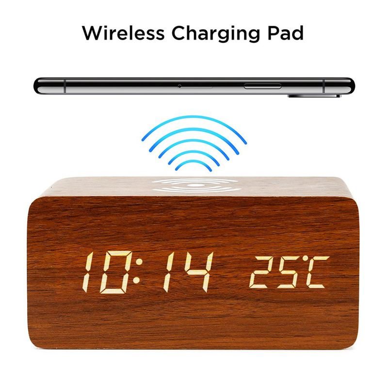 Alarm Clock With For Qi Wireless Charging Pad Compatible With For