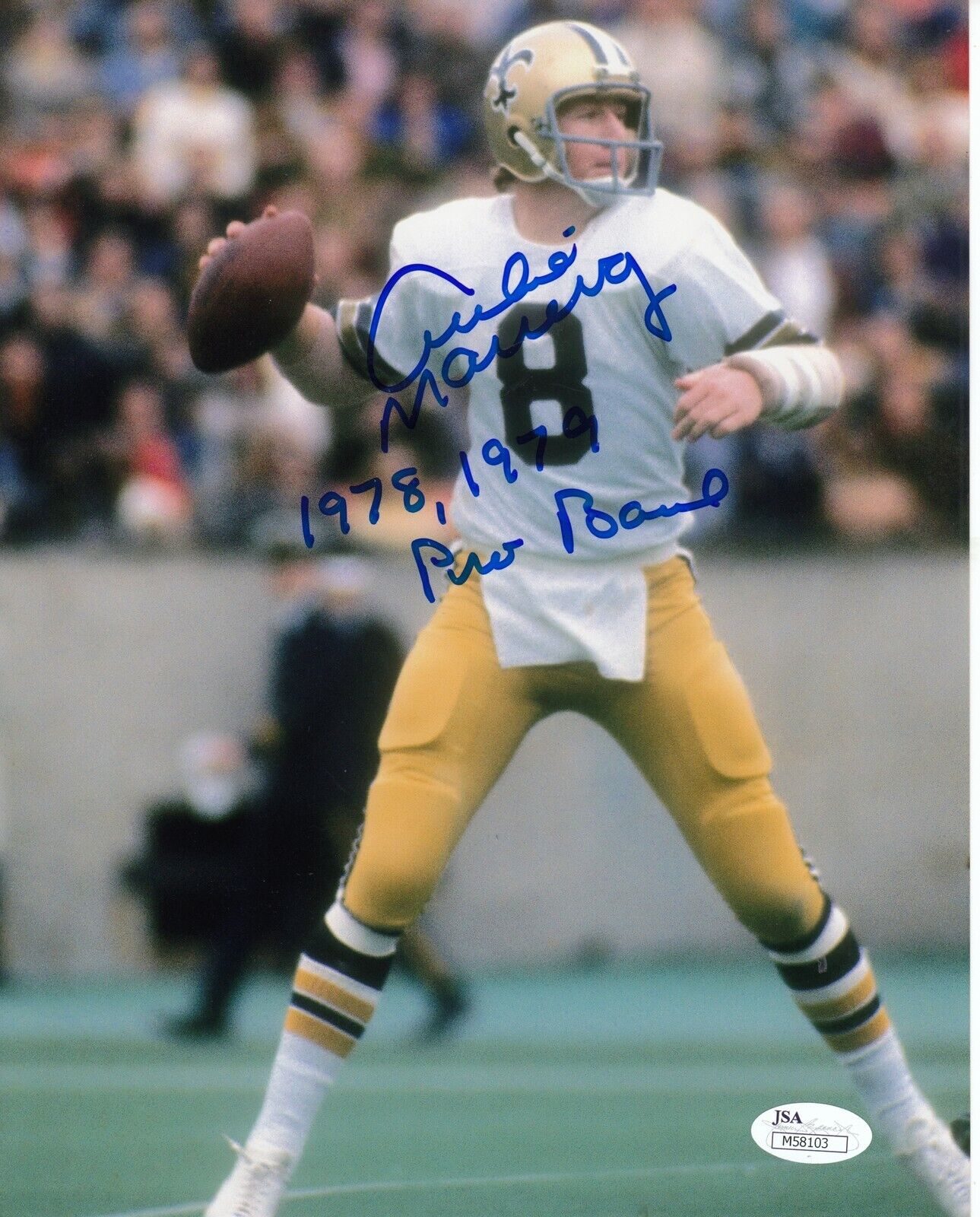 Archie Manning With 78 79 Pro Bowl #0 8x10 Signed 8x10 Photo Poster painting W/JSA