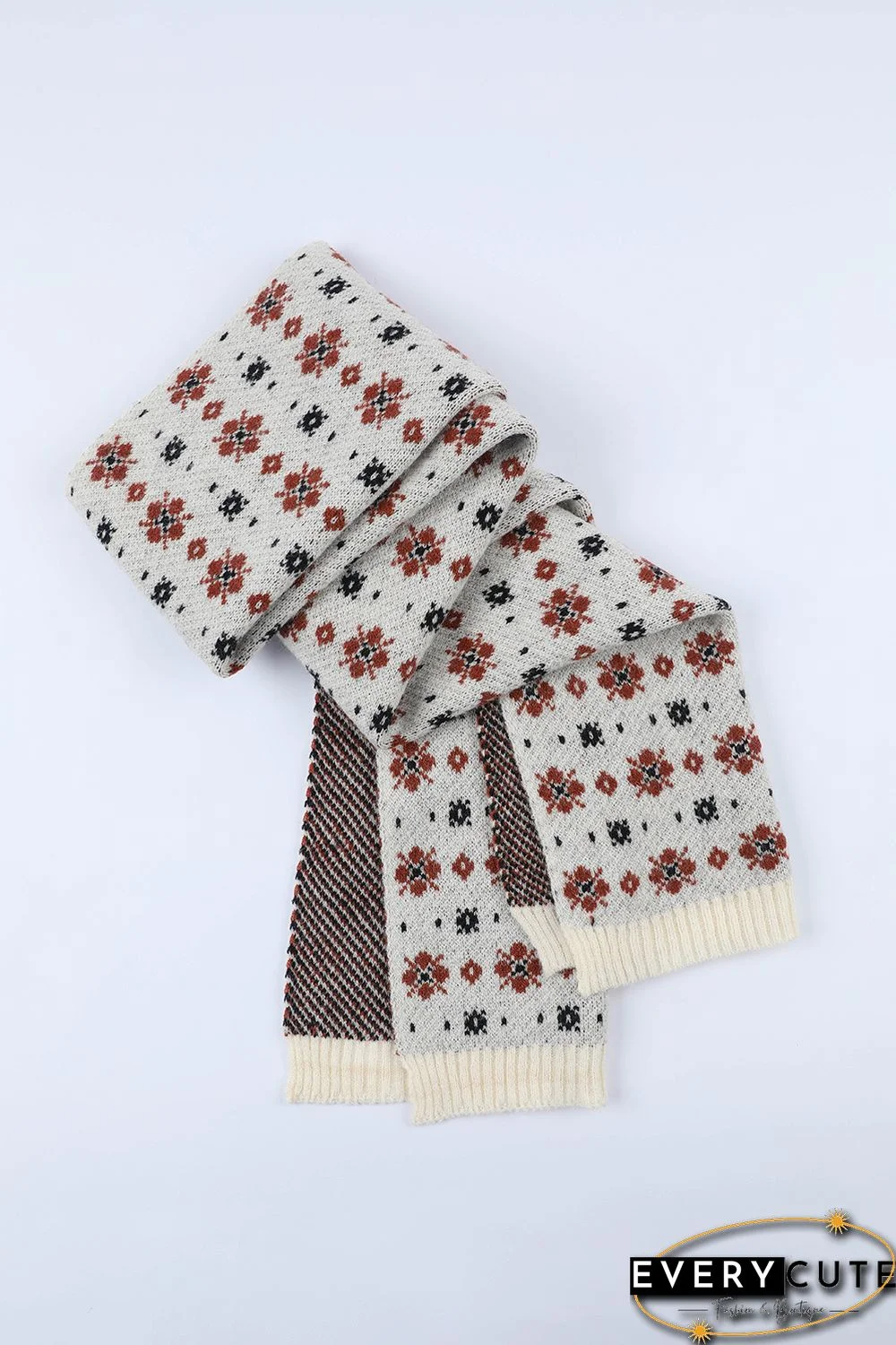 Multicolor Christmas Floret Knitted Shawl Wrap Scarf