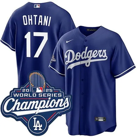 Youth Los Angeles Dodgers #17 Shohei Ohtani  Royal 2025 World Series Champions Home Replica Jersey