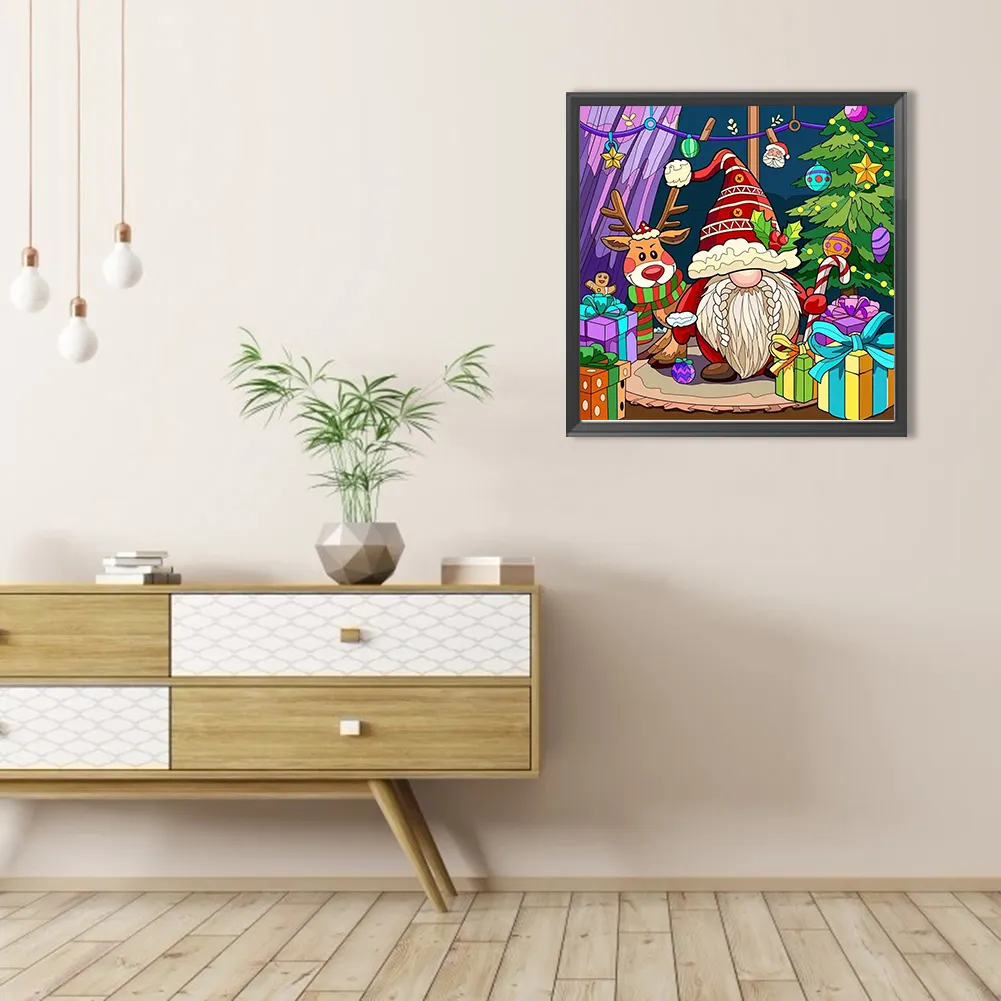 Partial AB Diamond Painting - Full Round Drill - Christmas Gnome(Canvas|45*45cm)