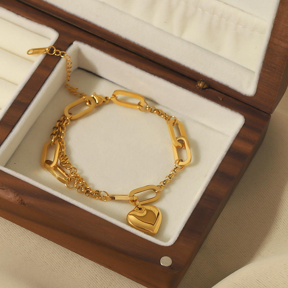 Women IG Style Heart Heart Geometric Stainless Steel Electroplating Bracelets