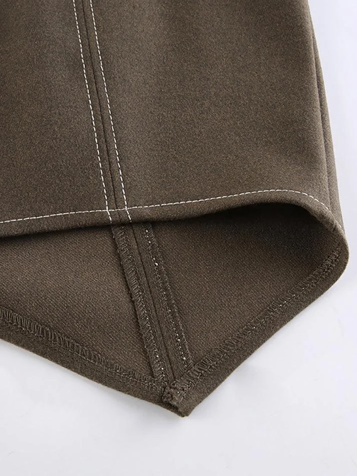 Brownm Patchwork Lace Button Down Corset Top