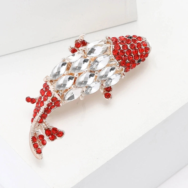Lady Pin Fish Alloy Inlay Artificial Rhinestones Women’s Brooches