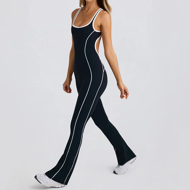 Beauty Back Color Matching Yoga Jumpsuit