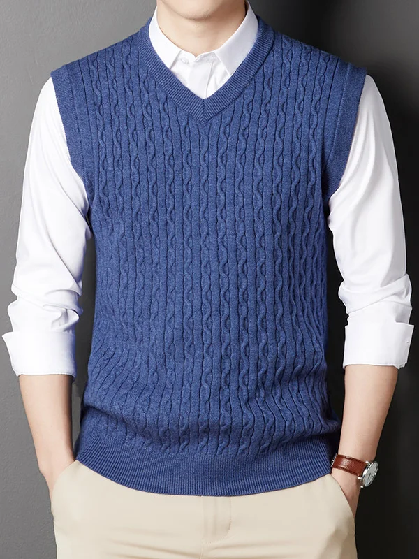 Men's Knitted V-neck Fur Vest