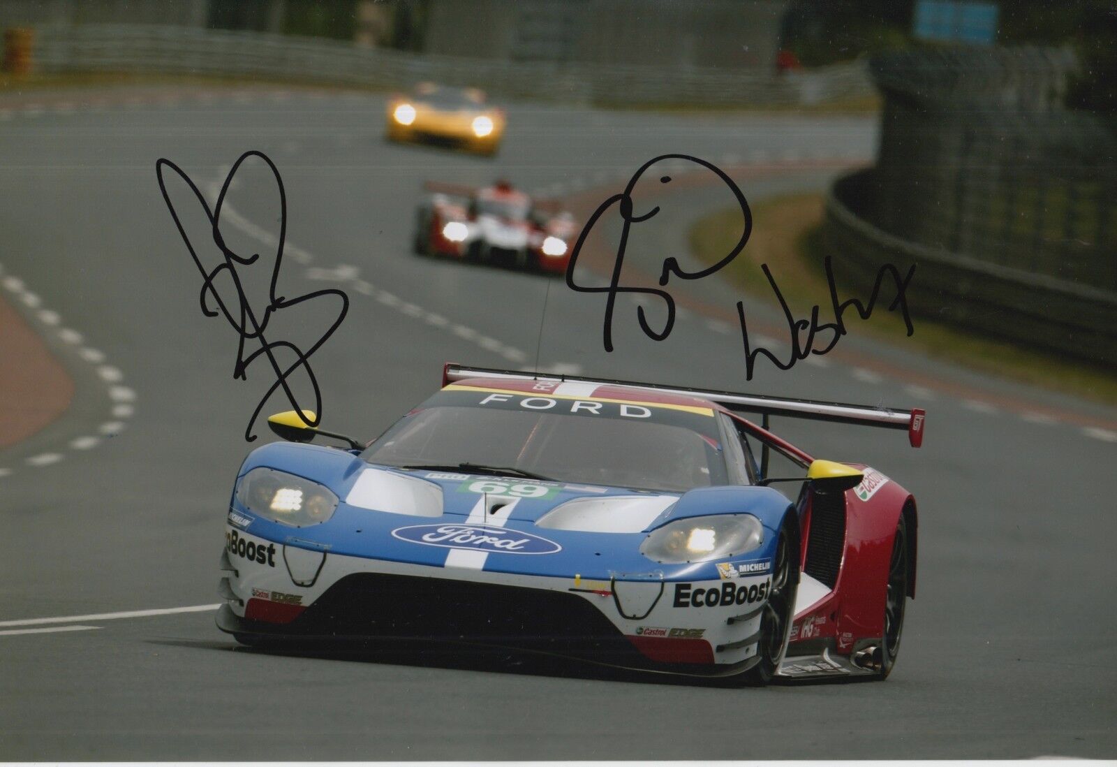 Briscoe, Dixon, Westbrook Hand Signed Ford GT Le Mans 2017 12x8 Photo Poster painting 2.