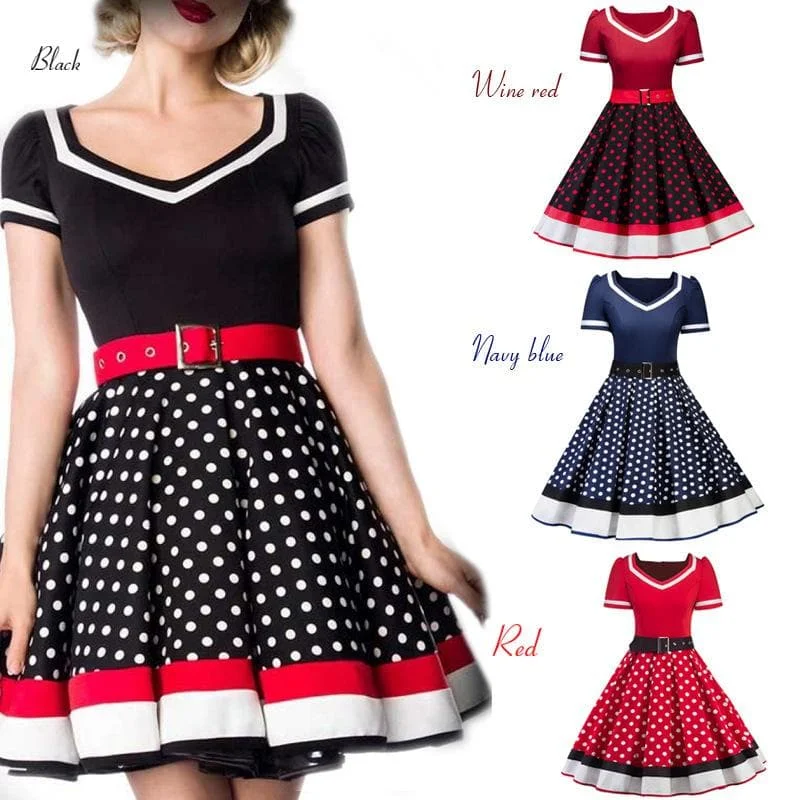 4 Colors Vintage Spot Dress SP13847