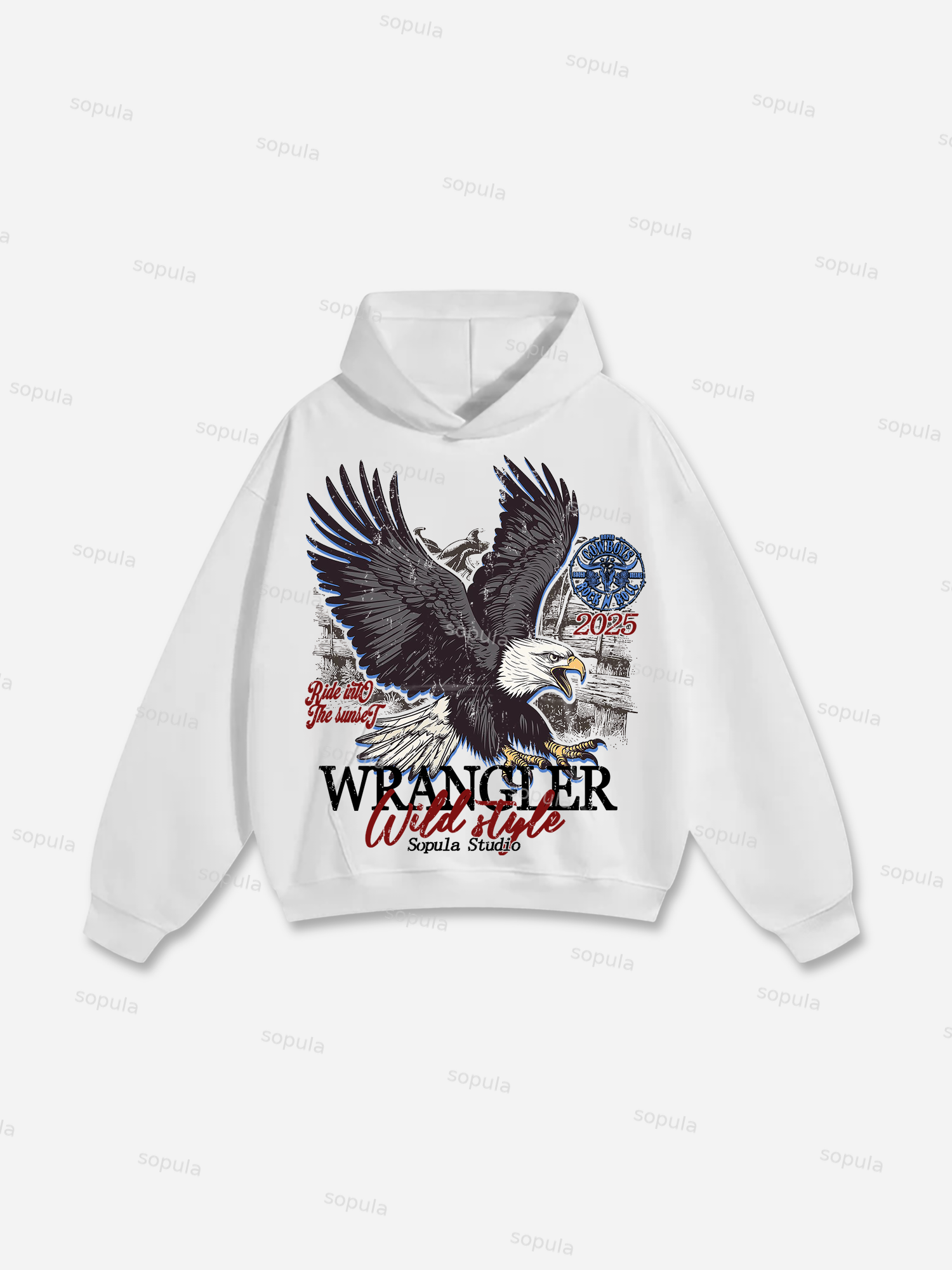 Wrangler Eagle Rodeo Print Cotton Hoodie